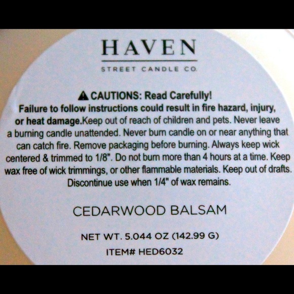 HAVEN STREET CANDLE CEDARWOOD BALSAM RICHLY SCENTED CANDLES - Picture 3 of 3